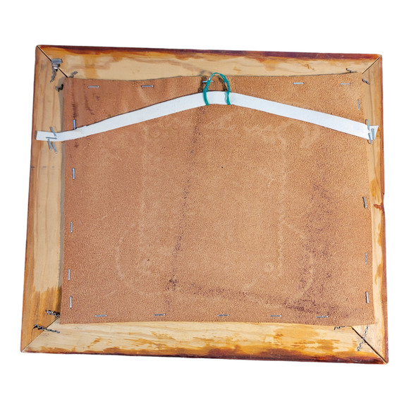 Gene L. Hartranft Handcrafted Leather Tooling Framed Folk Art Farmscape 13x11 - Picture 2 of 8